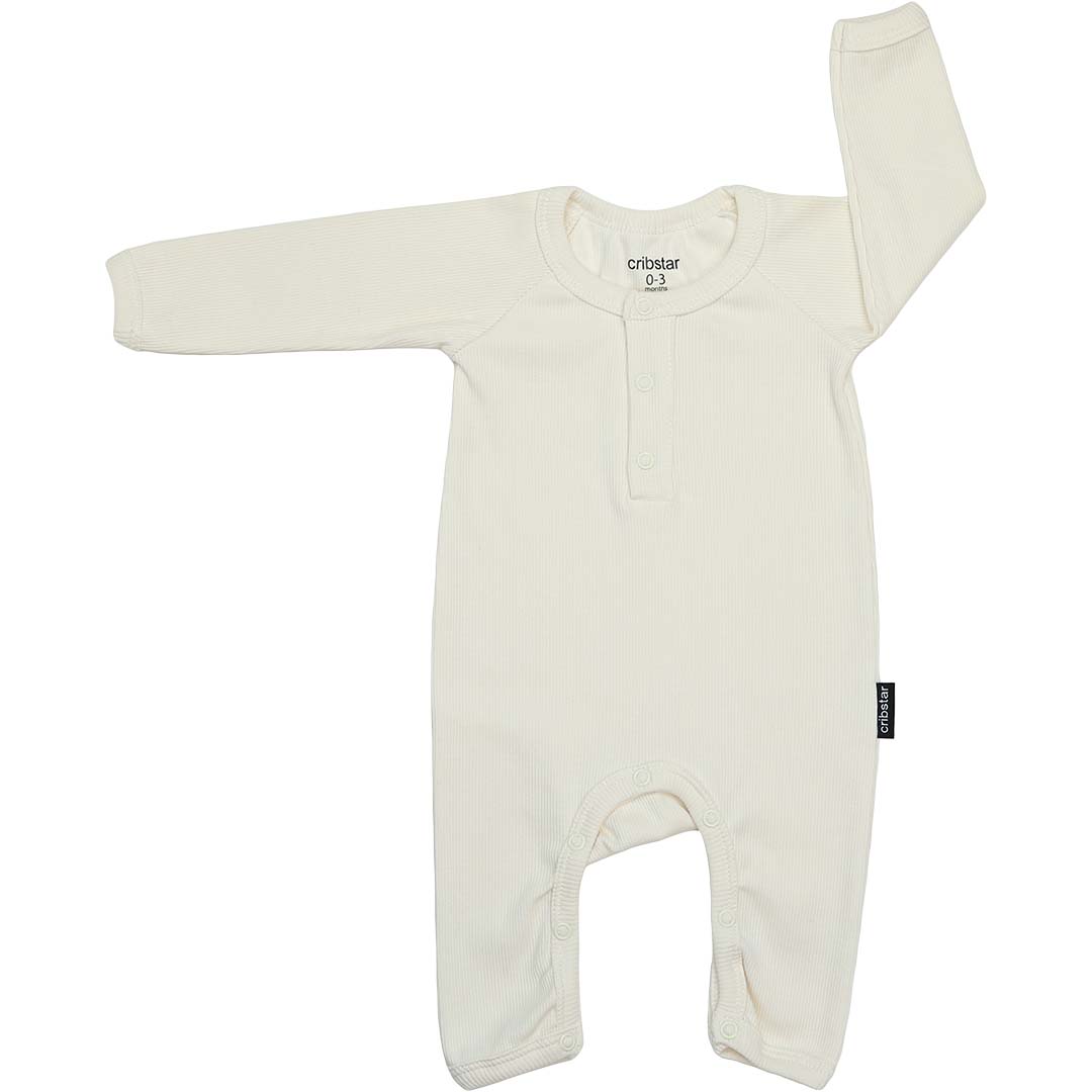 Ribbed Baby Romper - Milk