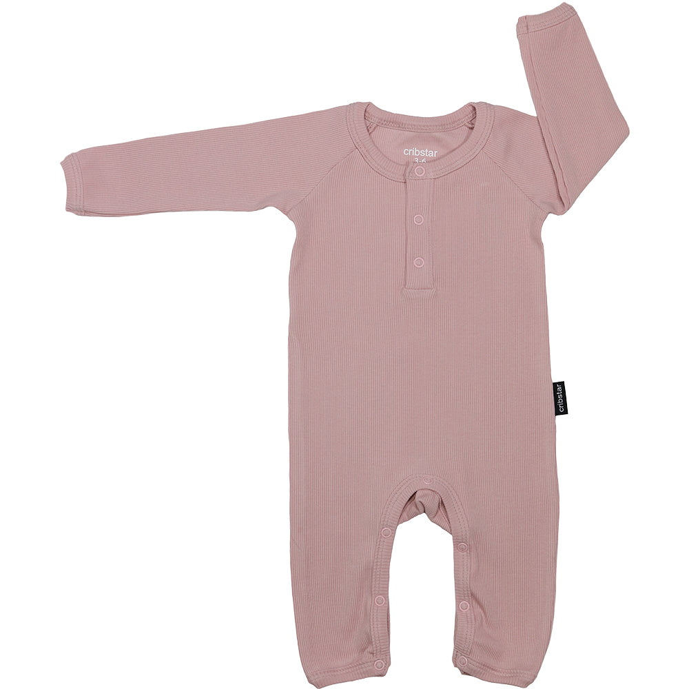 Ribbed Baby Romper - Dusty Pink