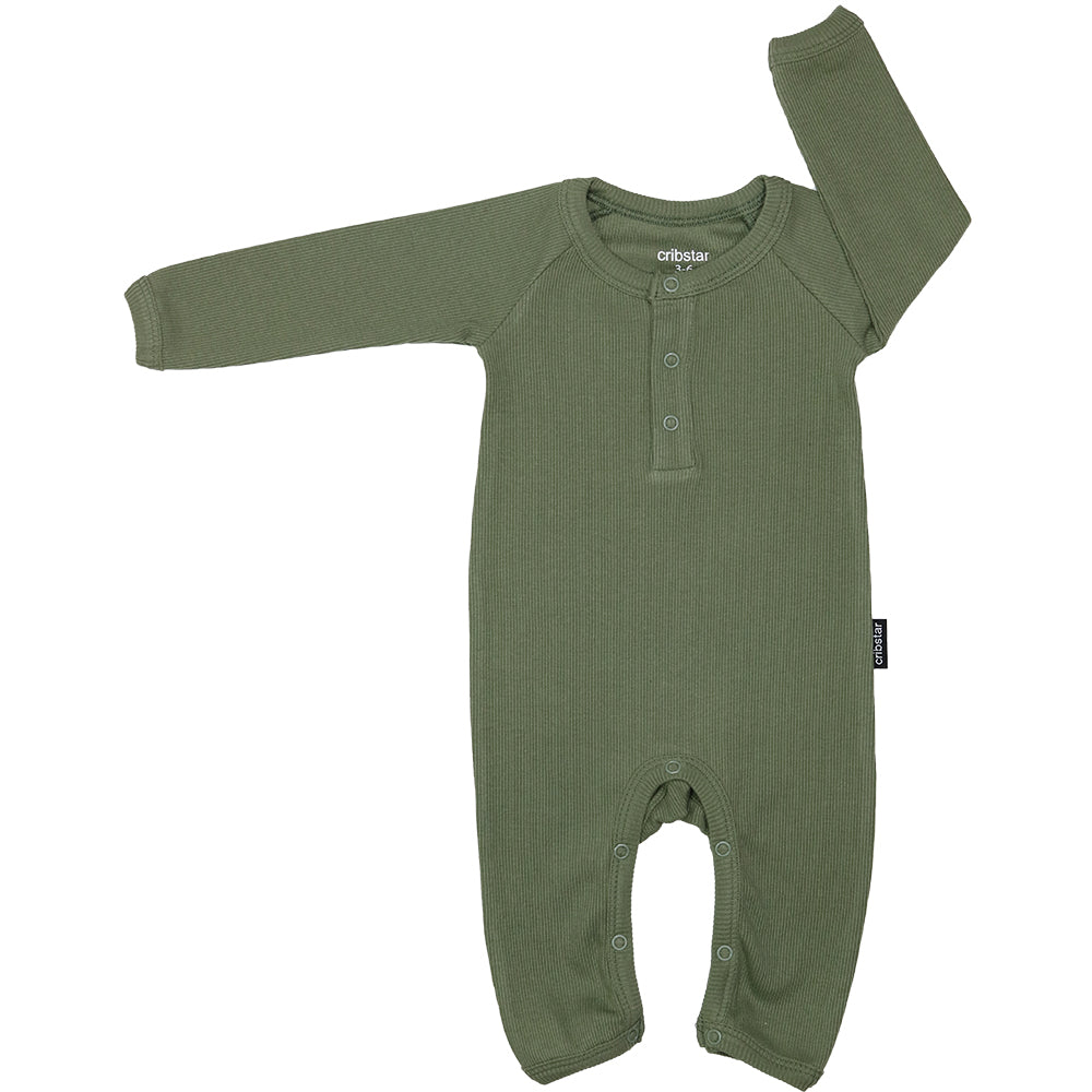 Ribbed Baby Romper - Khaki