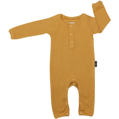 Ribbed Baby Romper - Mustard