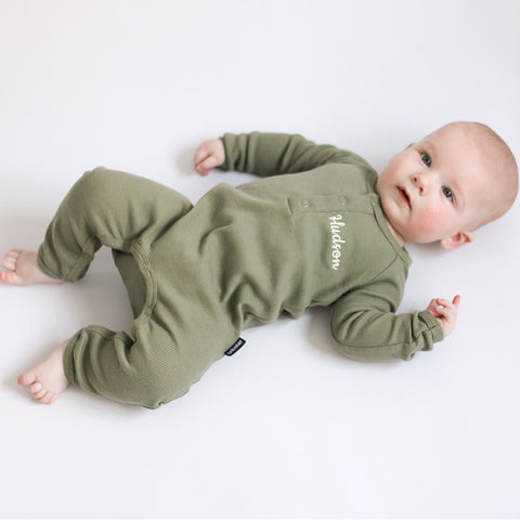 Ribbed Baby Romper - Stone