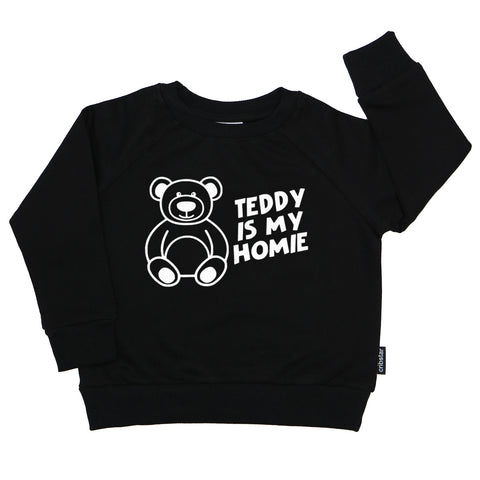 Teddy Is My Homie Motif Sweatshirt