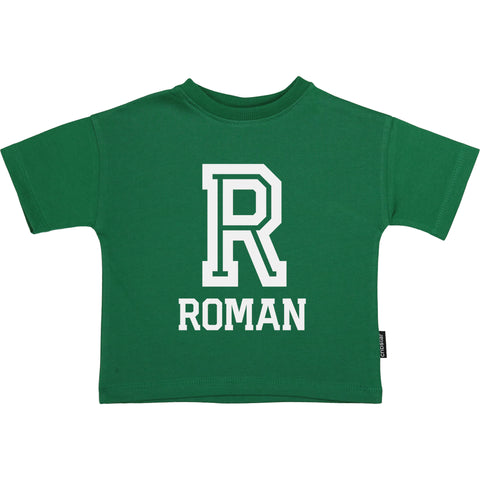 Personalised Letter and Name T-shirt - Vintage Green
