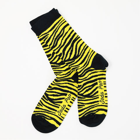 Adults Unisex Yellow Zebra Socks